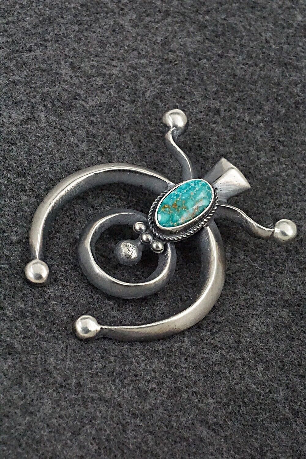 Turquoise & Sterling Silver Naja Pendant - Harrison Bitsue