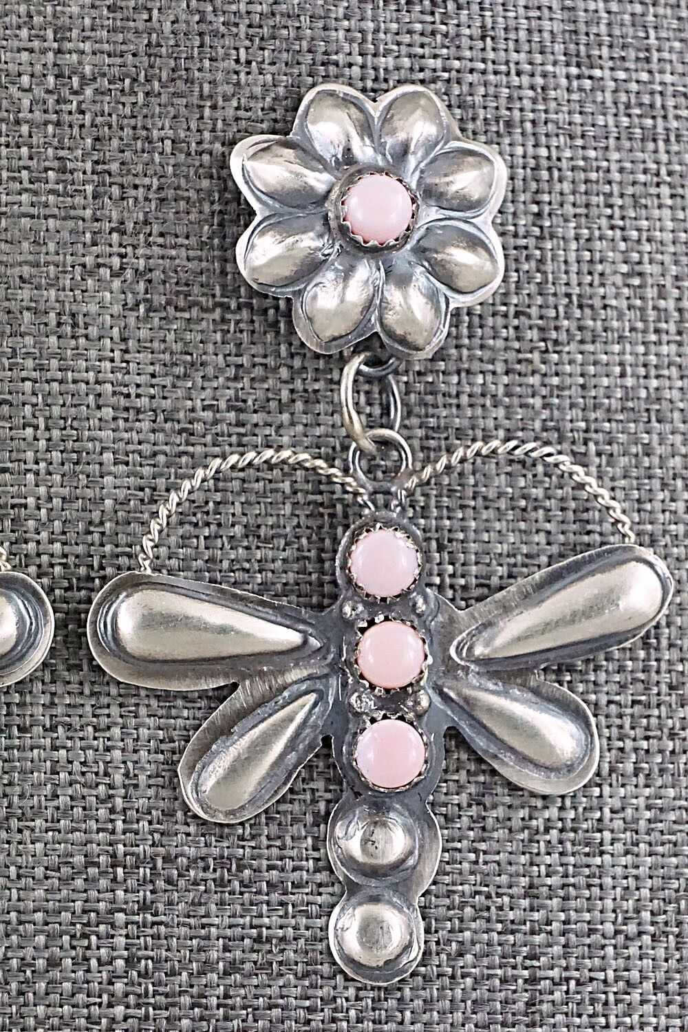 Pink Conch Shell & Sterling Silver Earrings - Gabrielle Yazzie