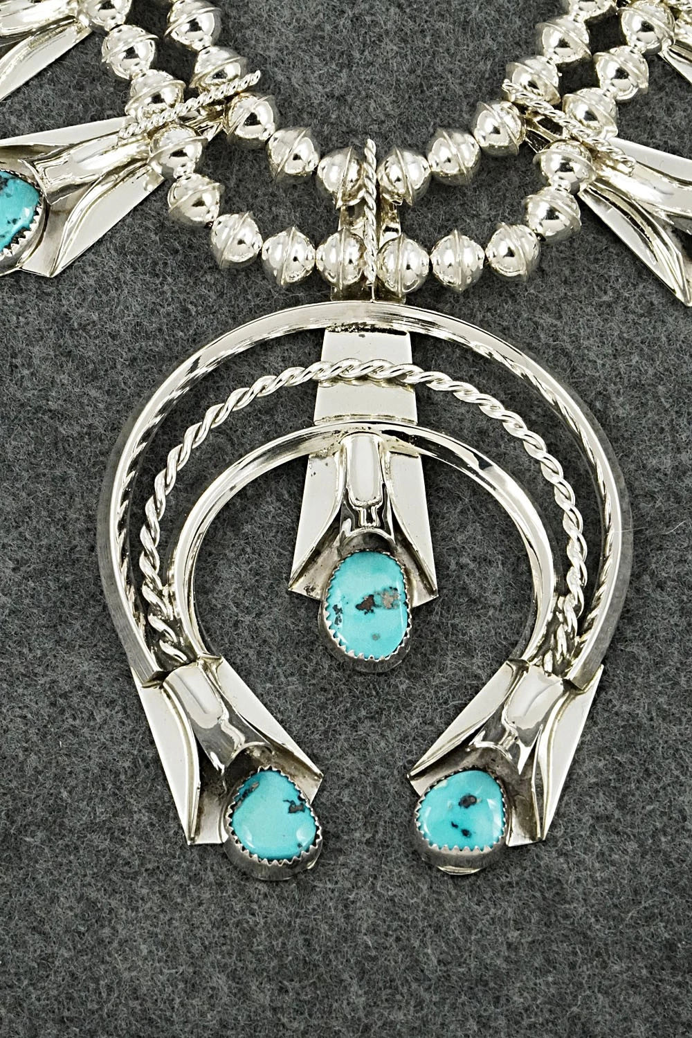 Turquoise & Sterling Silver Squash Blossom Set - Louise Yazzie