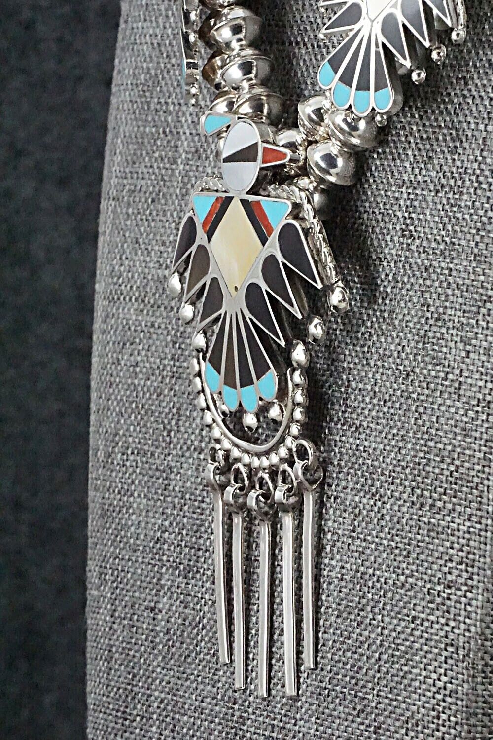 Multi Stone & Sterling Silver Inlay Necklace Set - Adrian Wallace
