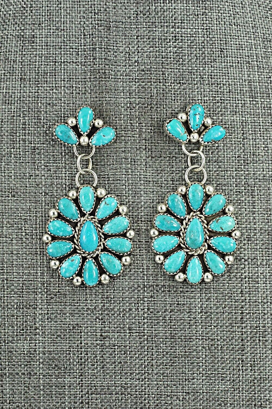 Turquoise & Sterling Silver Earrings - Rodney Notah