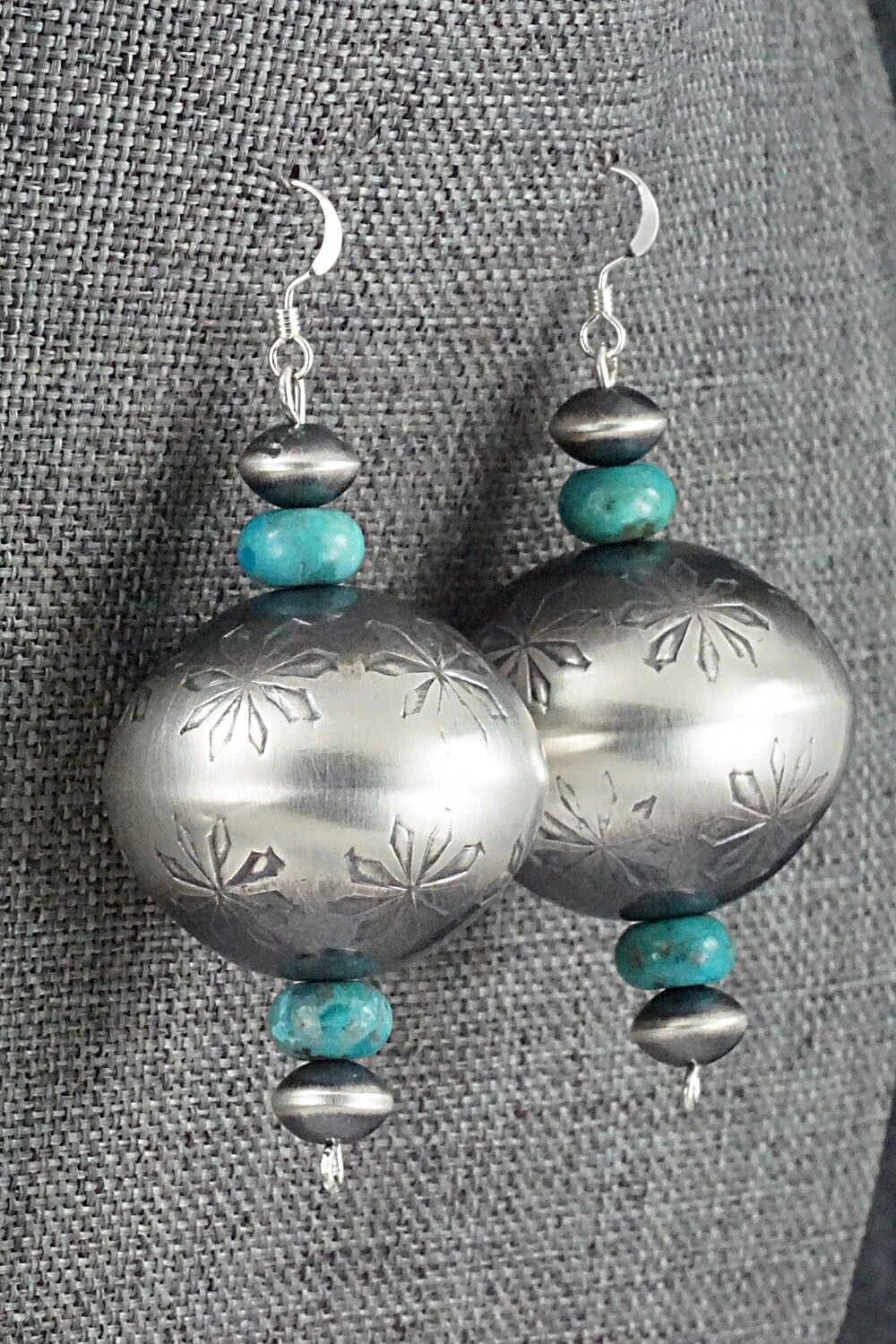 Turquoise & Sterling Silver Navajo Pearl Earrings - Tonisha Haley