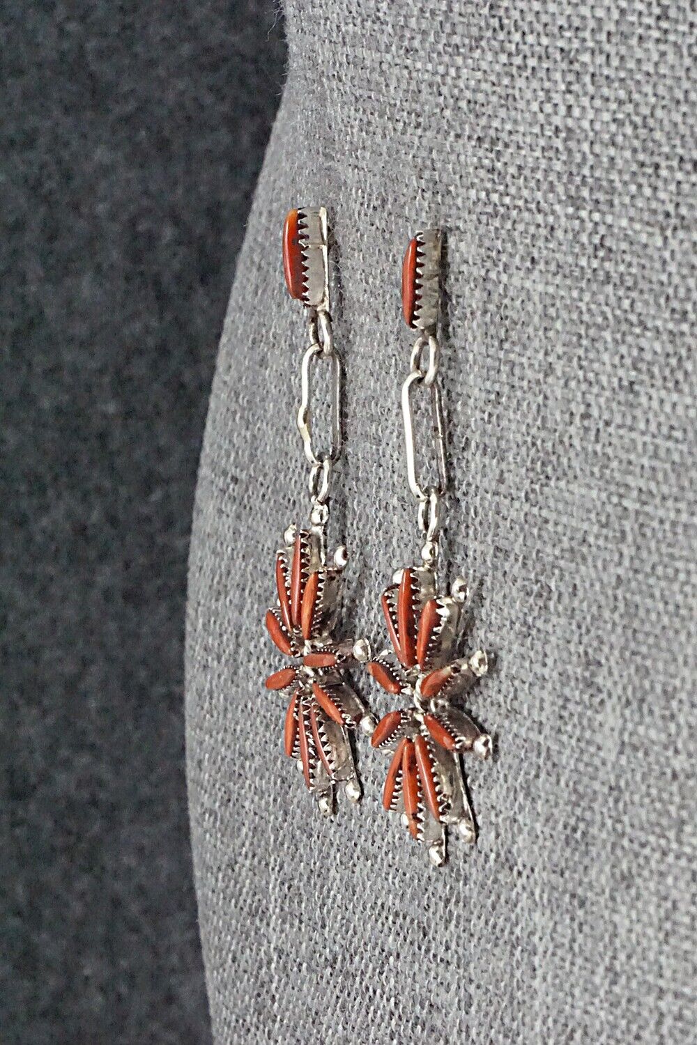Coral & Sterling Silver Earrings - Yvette Kaamasee