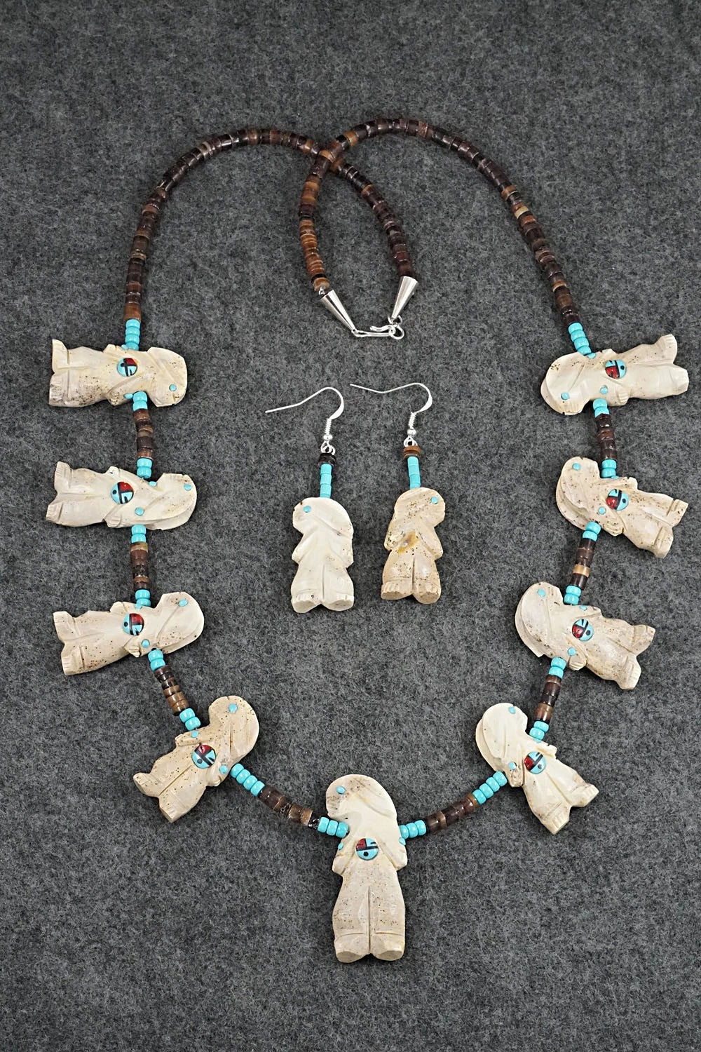 Multi-Stone Rabbit Fetish & Sterling Silver Necklace Set - Dannette Laate
