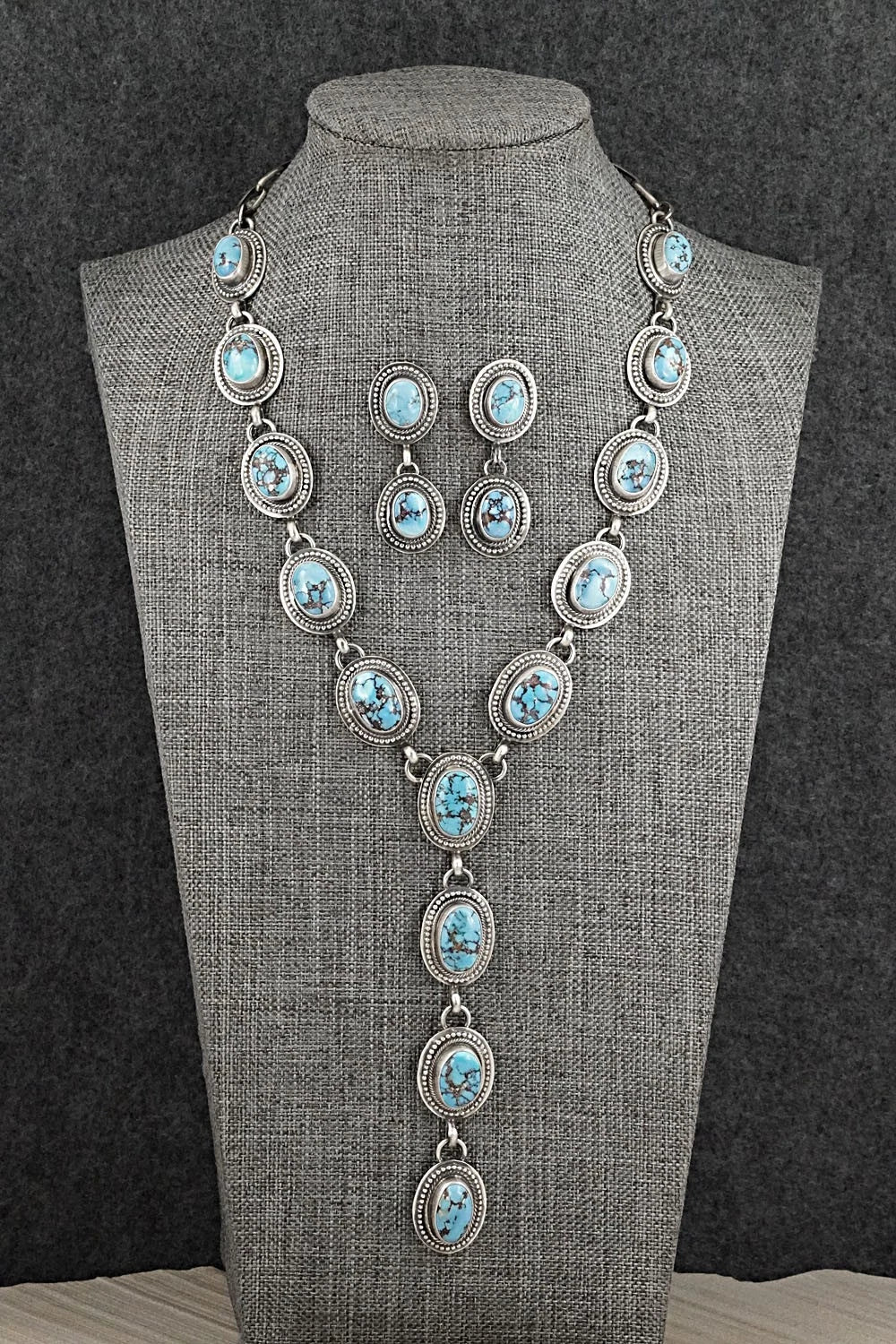 Turquoise & Sterling Silver Necklace and Earrings Set - Kathleen Livingston