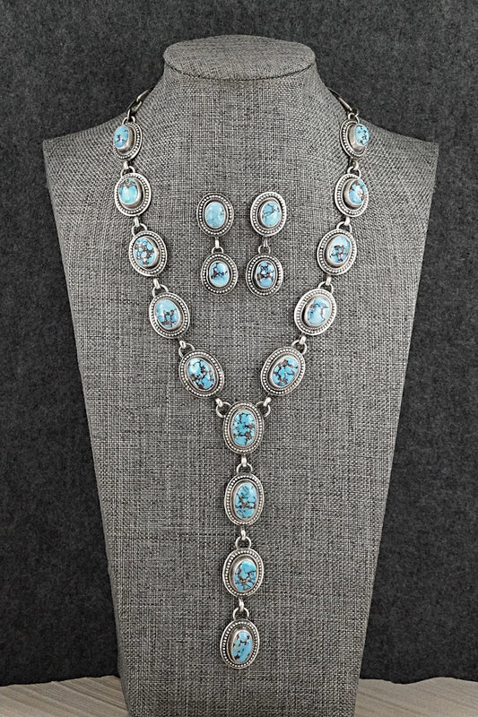 Turquoise & Sterling Silver Necklace and Earrings Set - Kathleen Livingston