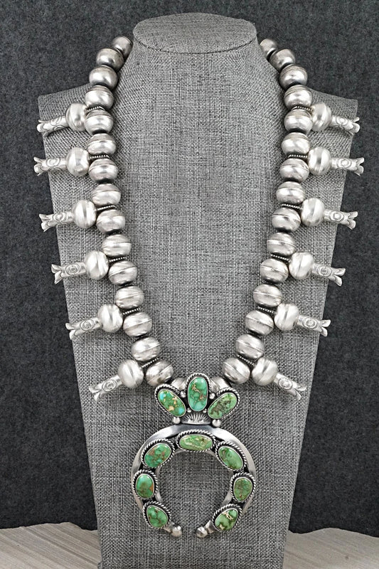 Turquoise & Sterling Silver Squash Blossom Necklace - Chris Hale