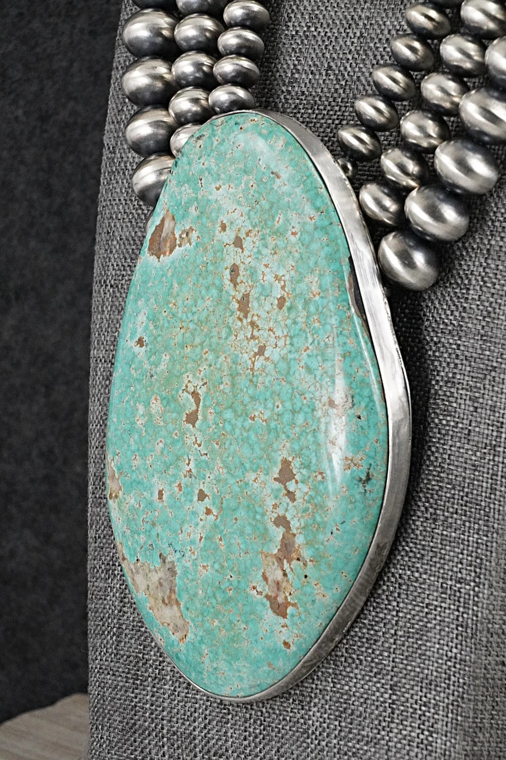 Turquoise & Sterling Silver Navajo Pearl Necklace - Johnson & Halwood