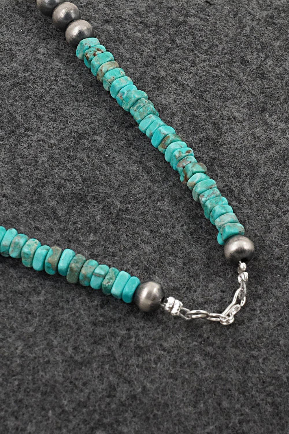 Turquoise & Sterling Silver Necklace 21" - Doreen Jake