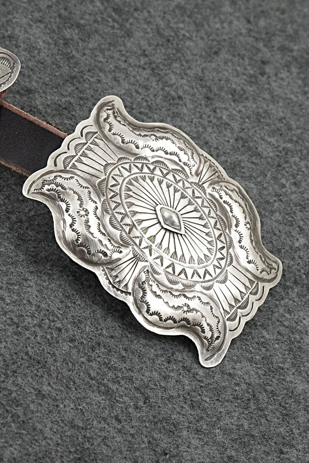 Sterling Silver & Leather Concho Belt - Dan Morgan