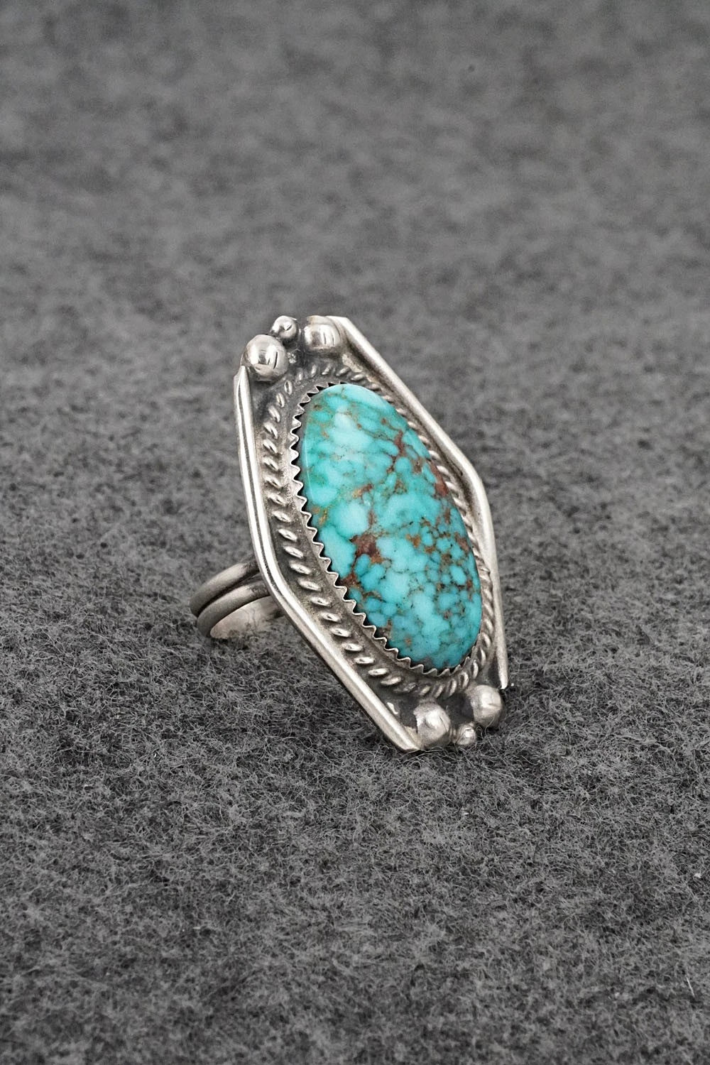 Turquoise & Sterling Silver Ring - Leslie Nez - Size 6