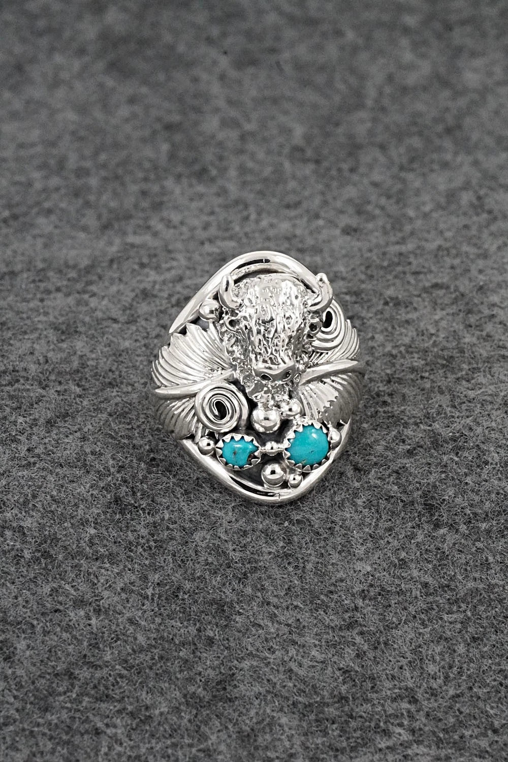 Turquoise & Sterling Silver Ring - Darrell Morgan - Size 10
