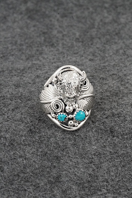 Turquoise & Sterling Silver Ring - Darrell Morgan - Size 10