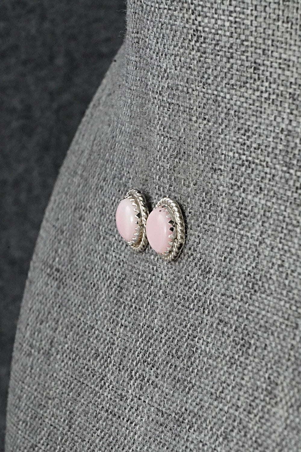 Pink Conch & Sterling Silver Earrings - Esther White