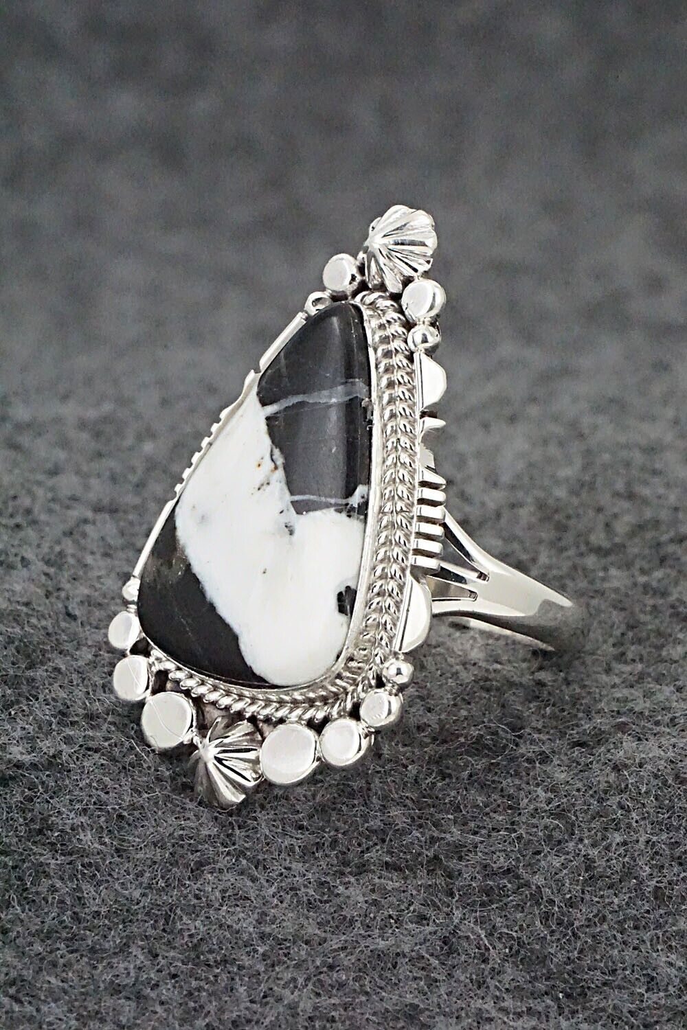 White Buffalo & Sterling Silver Ring - Daniel Benally - Size 10.75