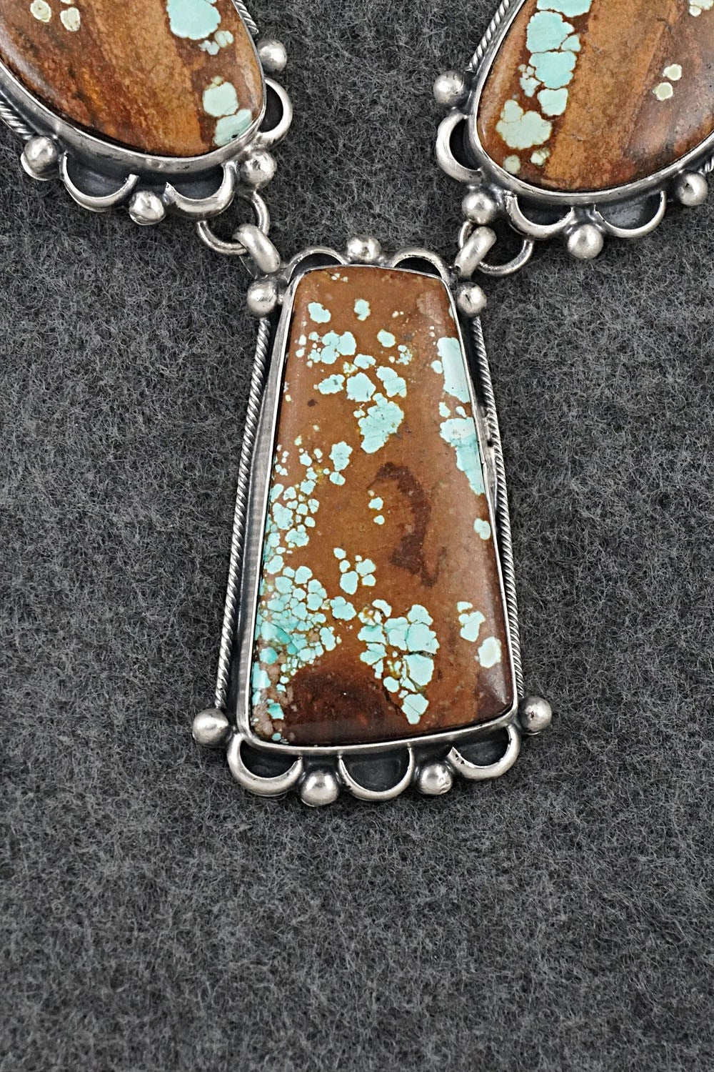 Turquoise & Sterling Silver Necklace and Earrings Set - Bobby Johnson