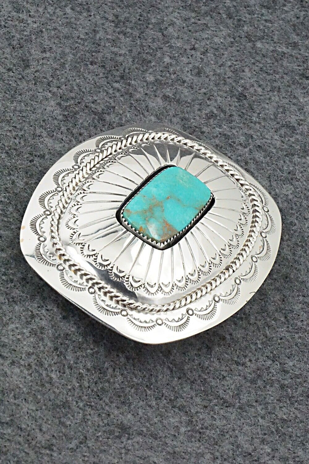 Turquoise & Sterling Silver Belt Buckle - Wilbert Muskett Sr.
