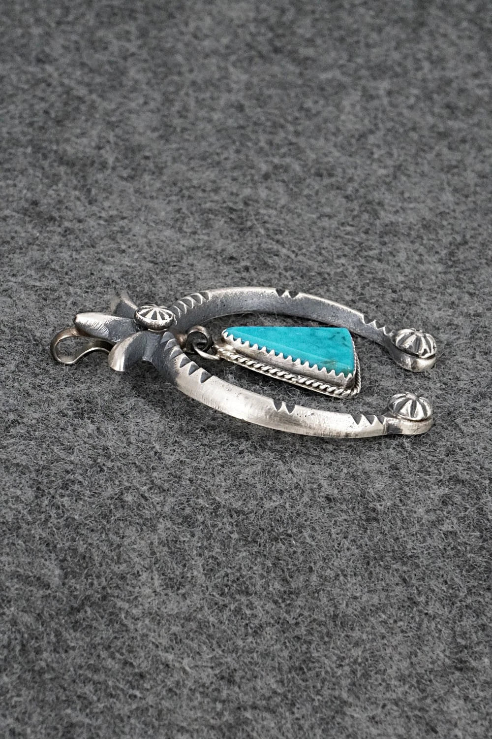 Turquoise & Sterling Silver Naja Pendant - Martha Cayatineto