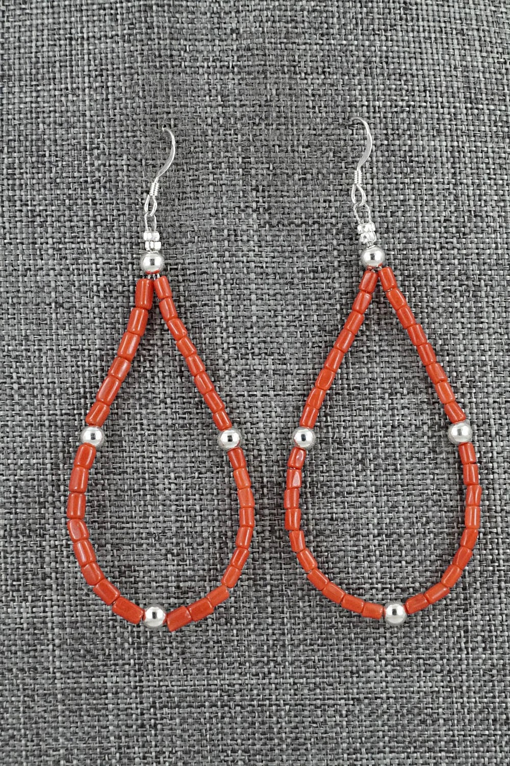Coral & Sterling Silver Earrings - Doreen Jake
