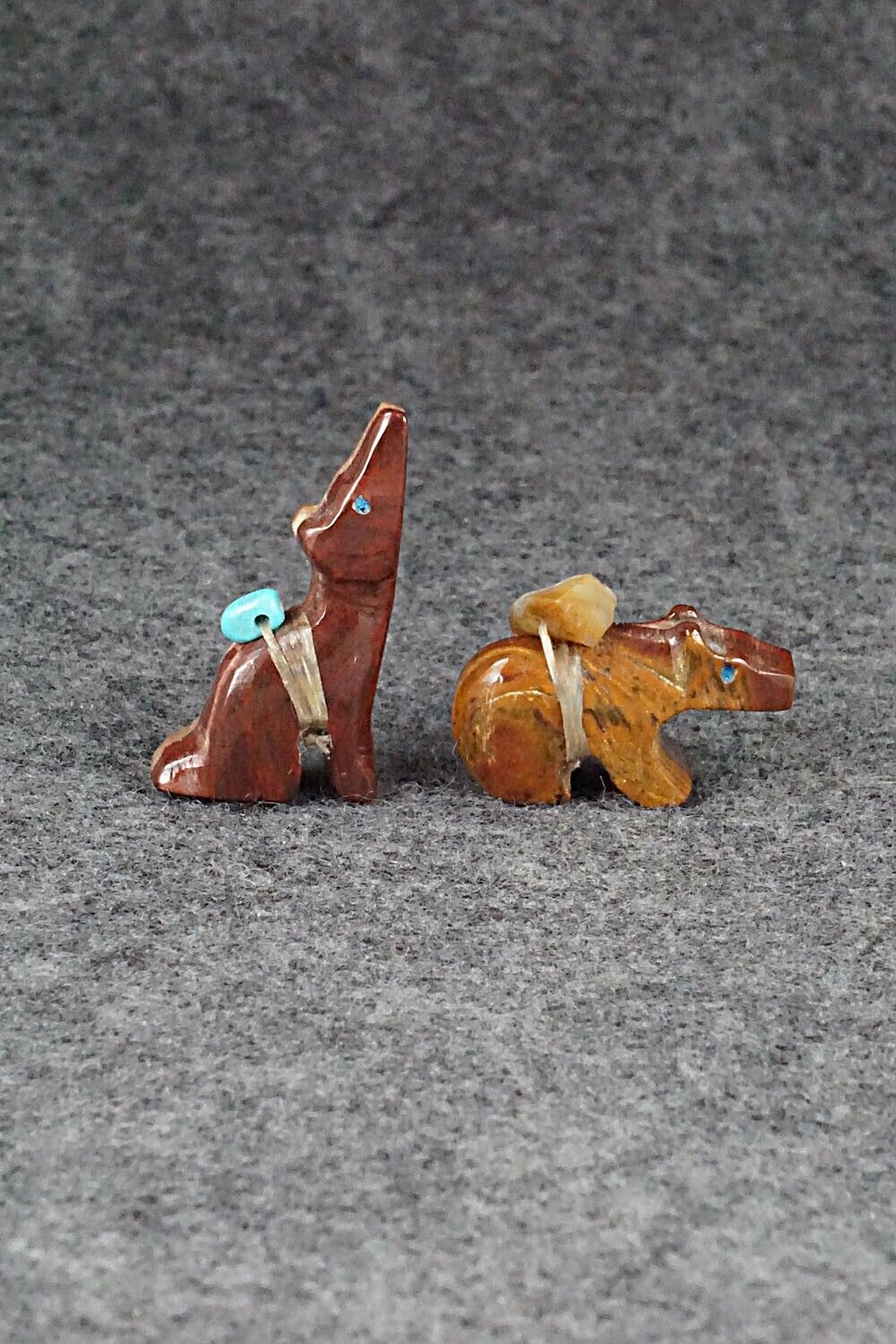 Bear and Coyote Zuni Fetish Carvings - Fernando Laiwakete