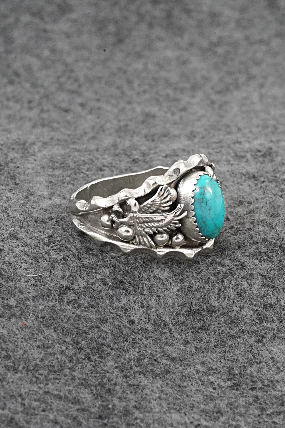 Turquoise & Sterling Silver Ring - Genevieve Francisco - Size 14