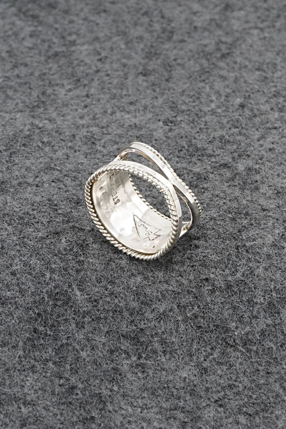 Coral and Sterling Silver Ring - Bruce Johnson - Size 8.25