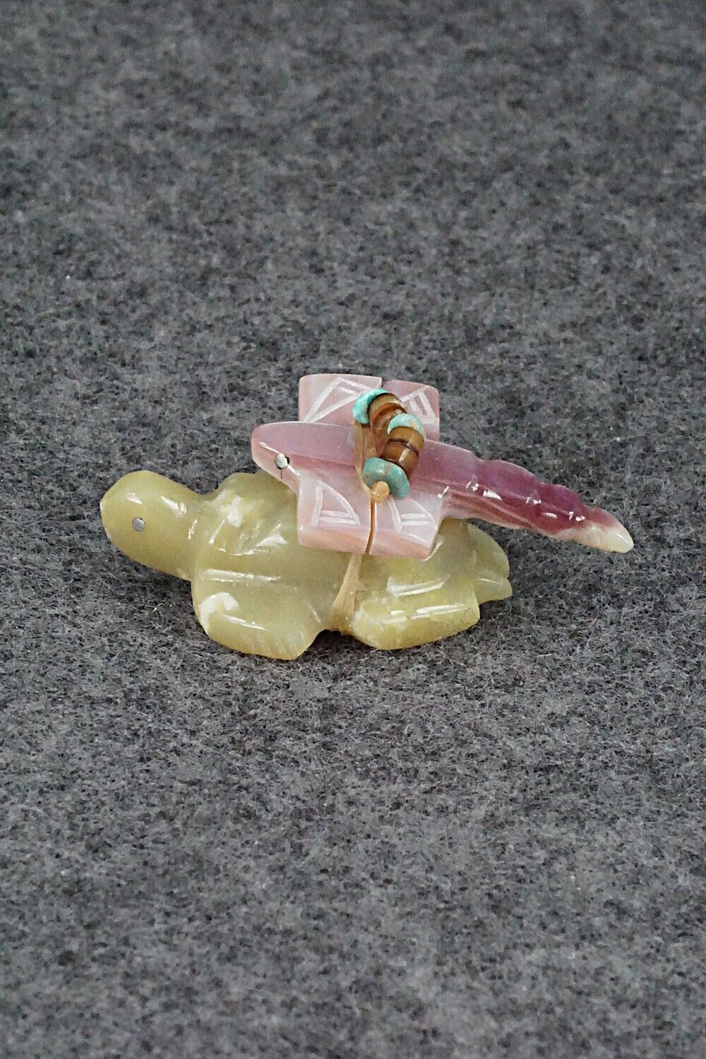 Turtle with Dragonfly Zuni Fetish Carving - Daisy Rose Leonard