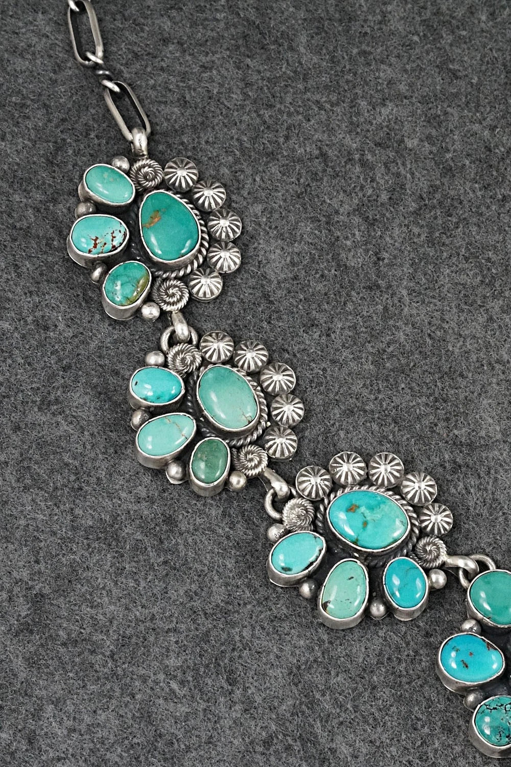Turquoise & Sterling Silver Necklace and Earrings Set - Rosita Calladitto