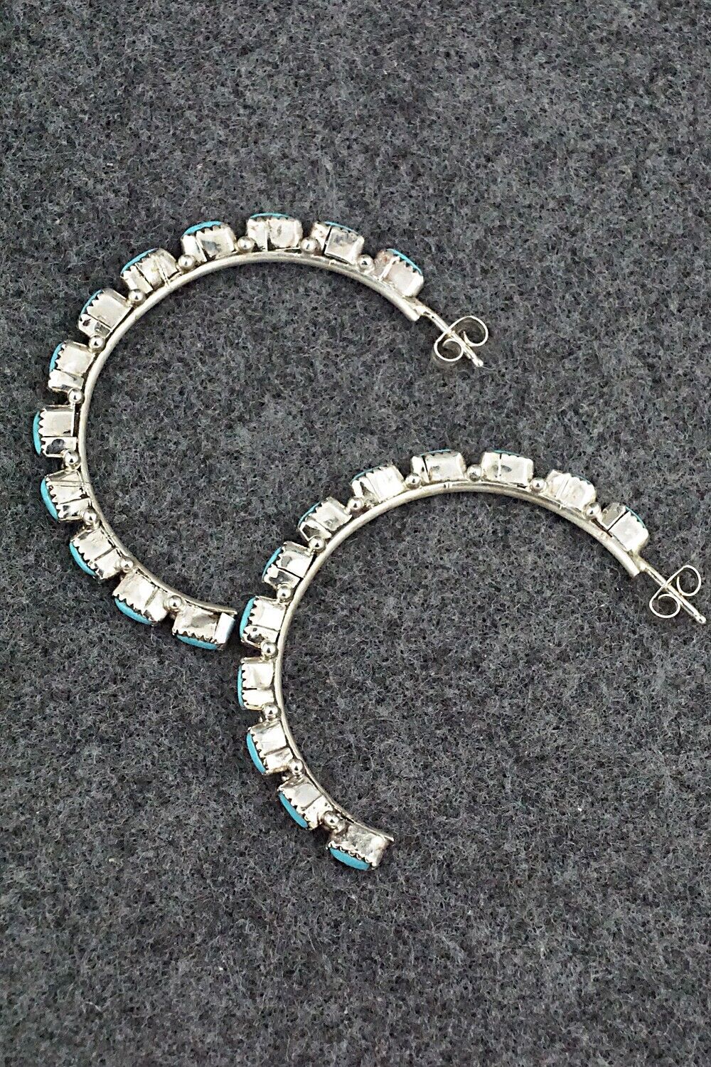 Turquoise & Sterling Silver Hoop Earrings - Aurelia Hughte