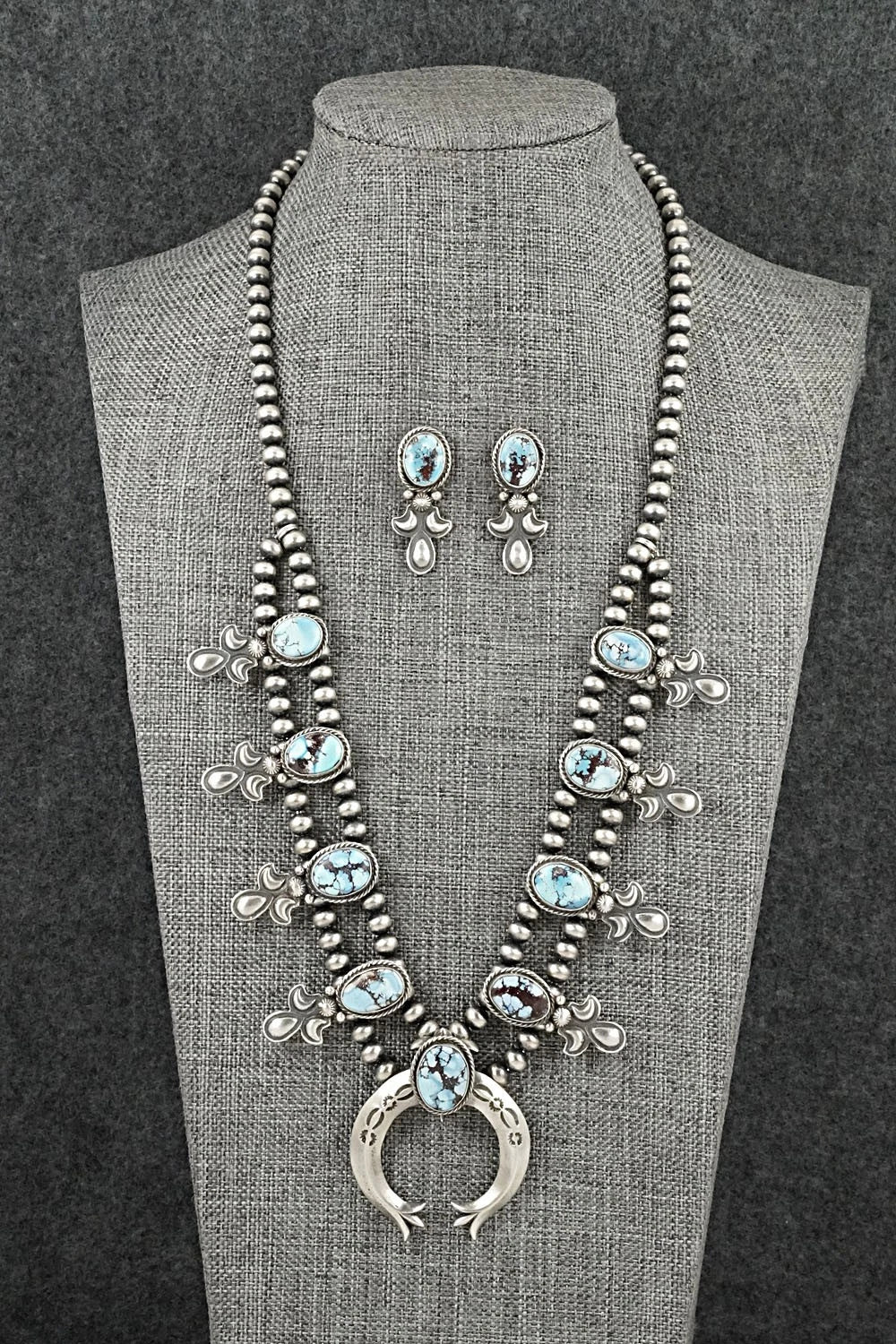 Turquoise & Sterling Silver Squash Blossom Set - Adrienne Gordon