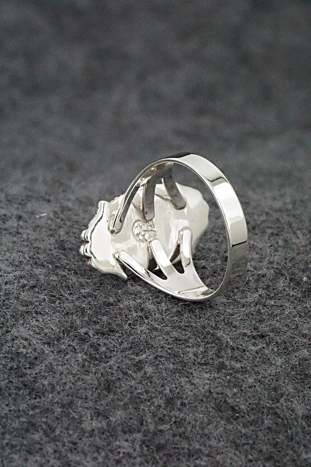 Turquoise, Opalite & Sterling Silver Inlay Ring - James Manygoats - Size 7.75