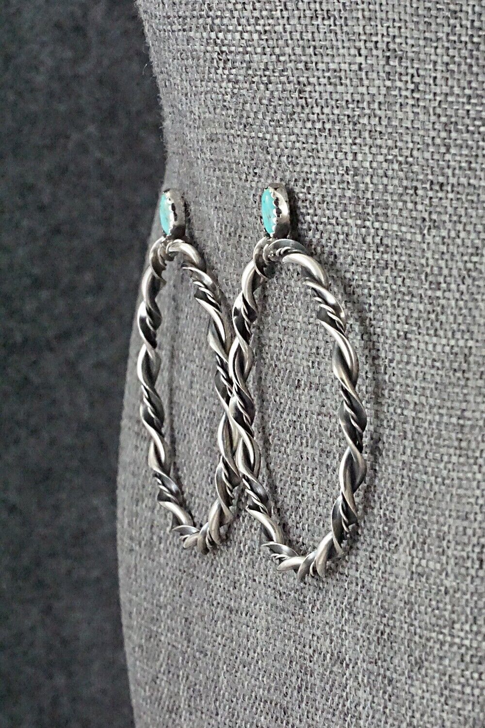 Turquoise & Sterling Silver Earrings - Nelson Leonard Jr.