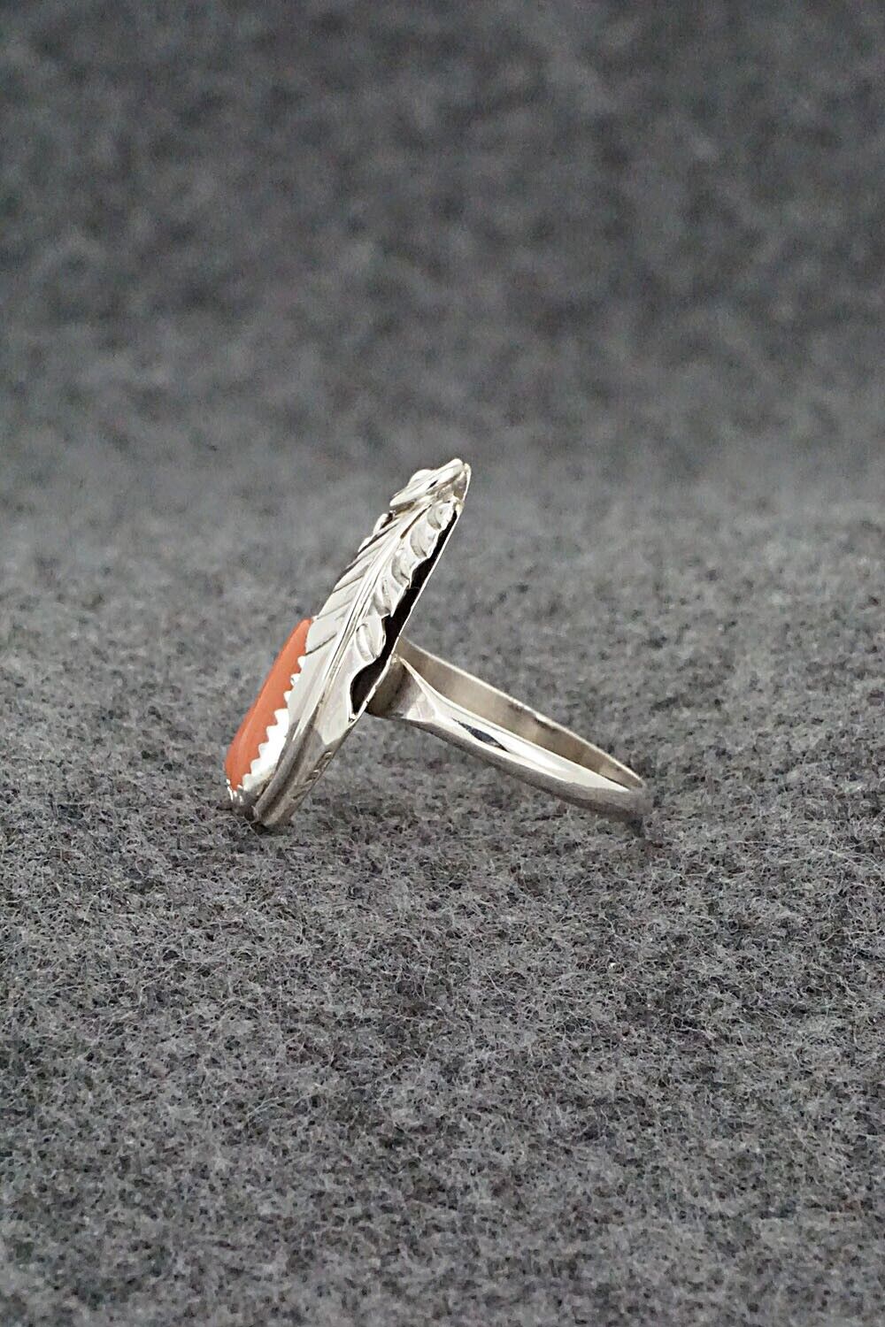 Coral & Sterling Silver Ring - Helena Martinez - Size 6.25
