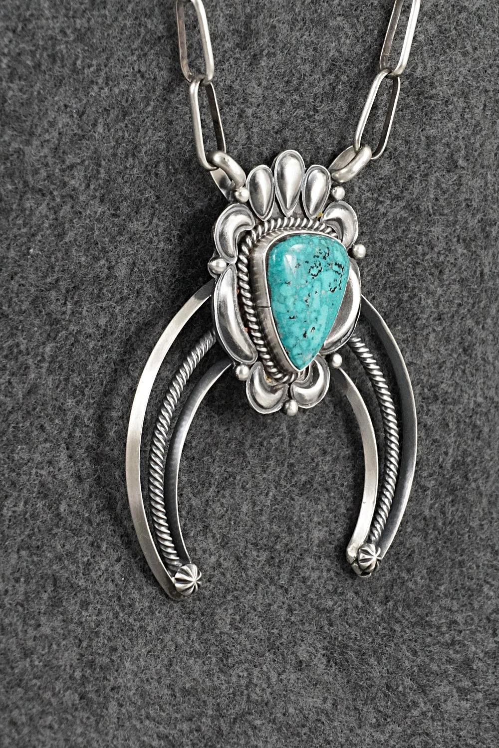 Turquoise & Sterling Silver Necklace - Raymond Delgarito