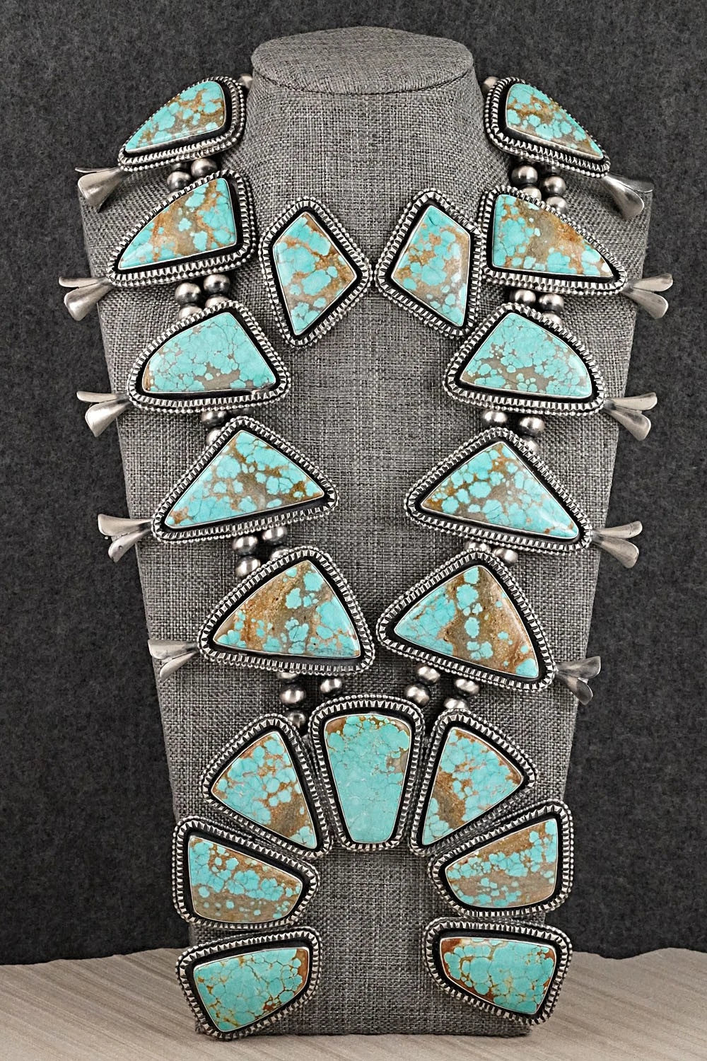 Turquoise & Sterling Silver Squash Blossom Set - Paul Livingston