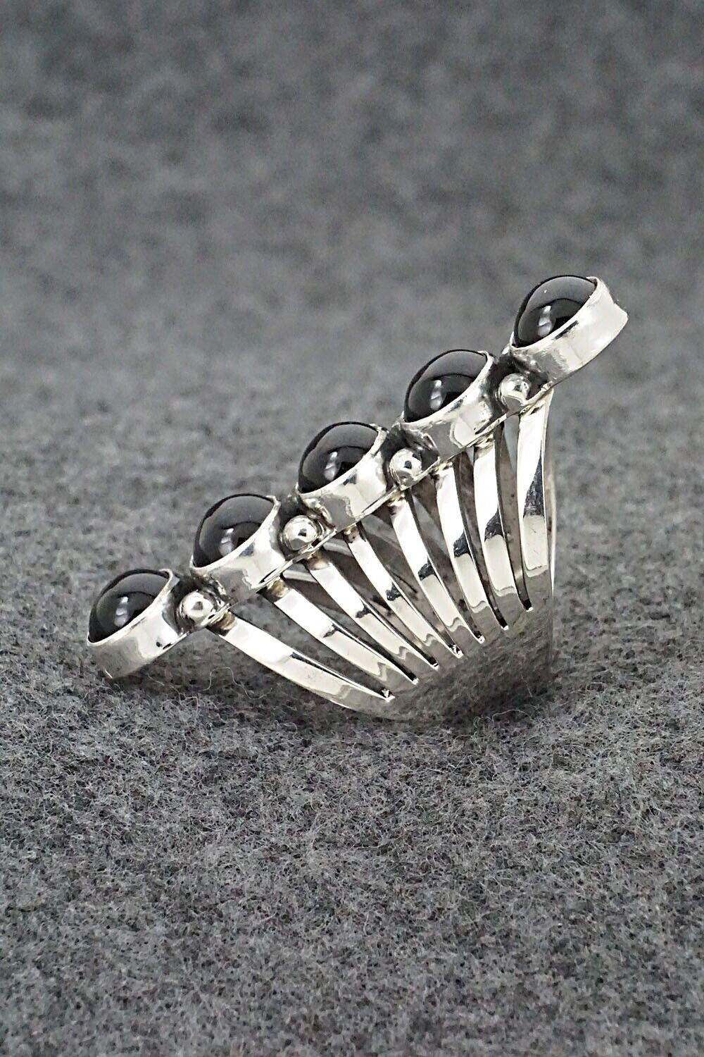 Onyx & Sterling Silver Ring - Thomas Yazzie - Size 8.5