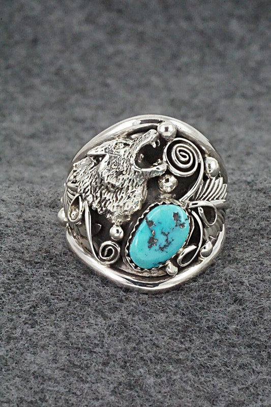 Turquoise & Sterling Silver Ring - Jeannette Saunders - Size 13.5