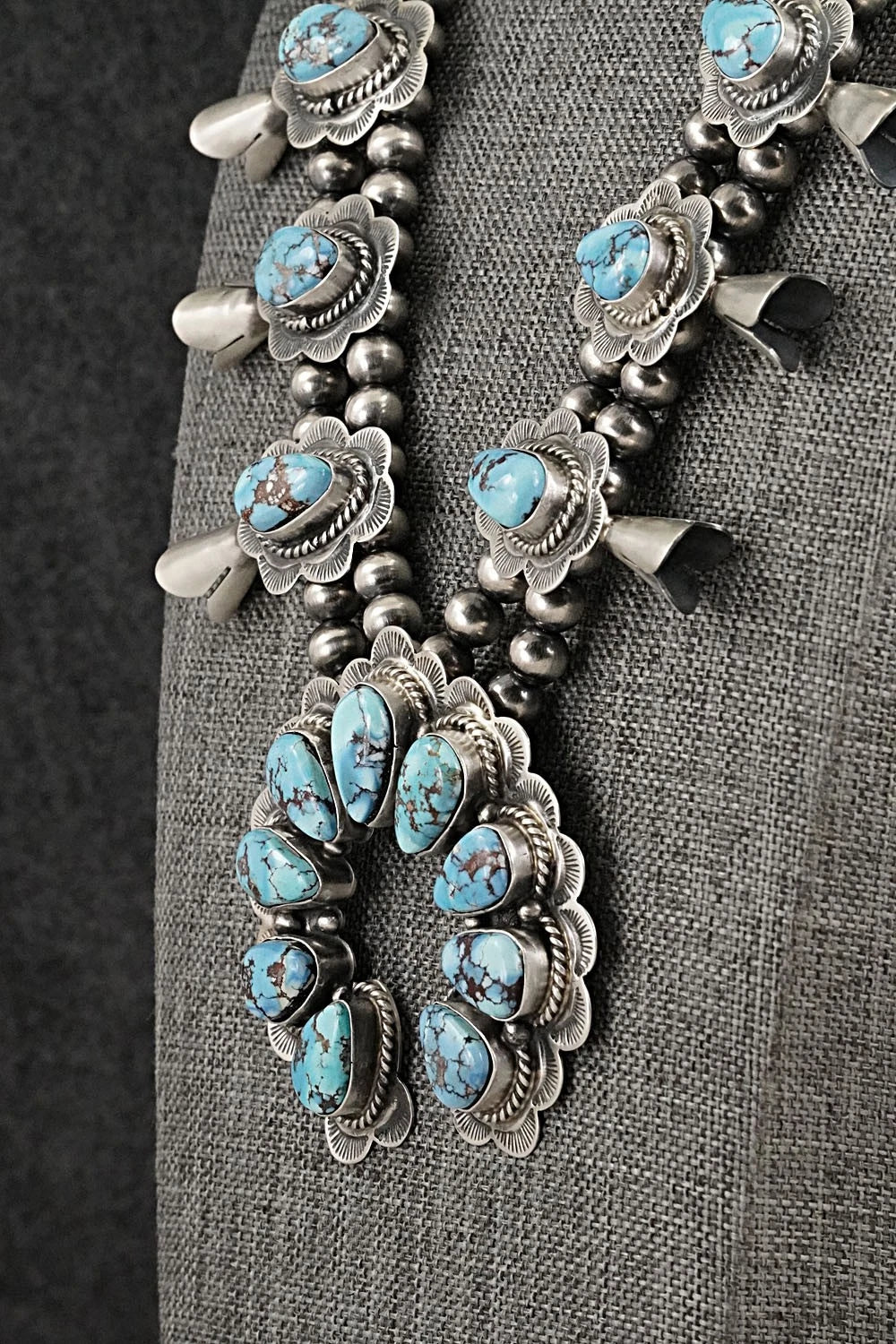 Turquoise & Sterling Silver Squash Blossom Set - Vernon Johnson