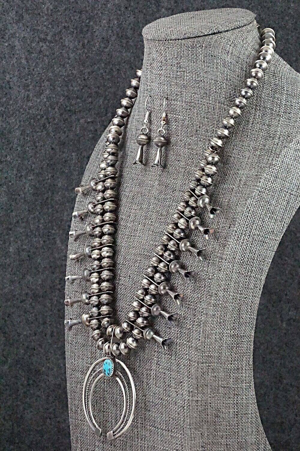 Turquoise & Sterling Silver Squash Blossom Set - Phil Garcia