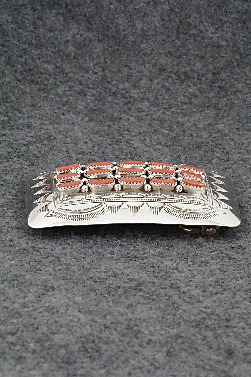 Coral & Sterling Silver Belt Buckle - David Segar