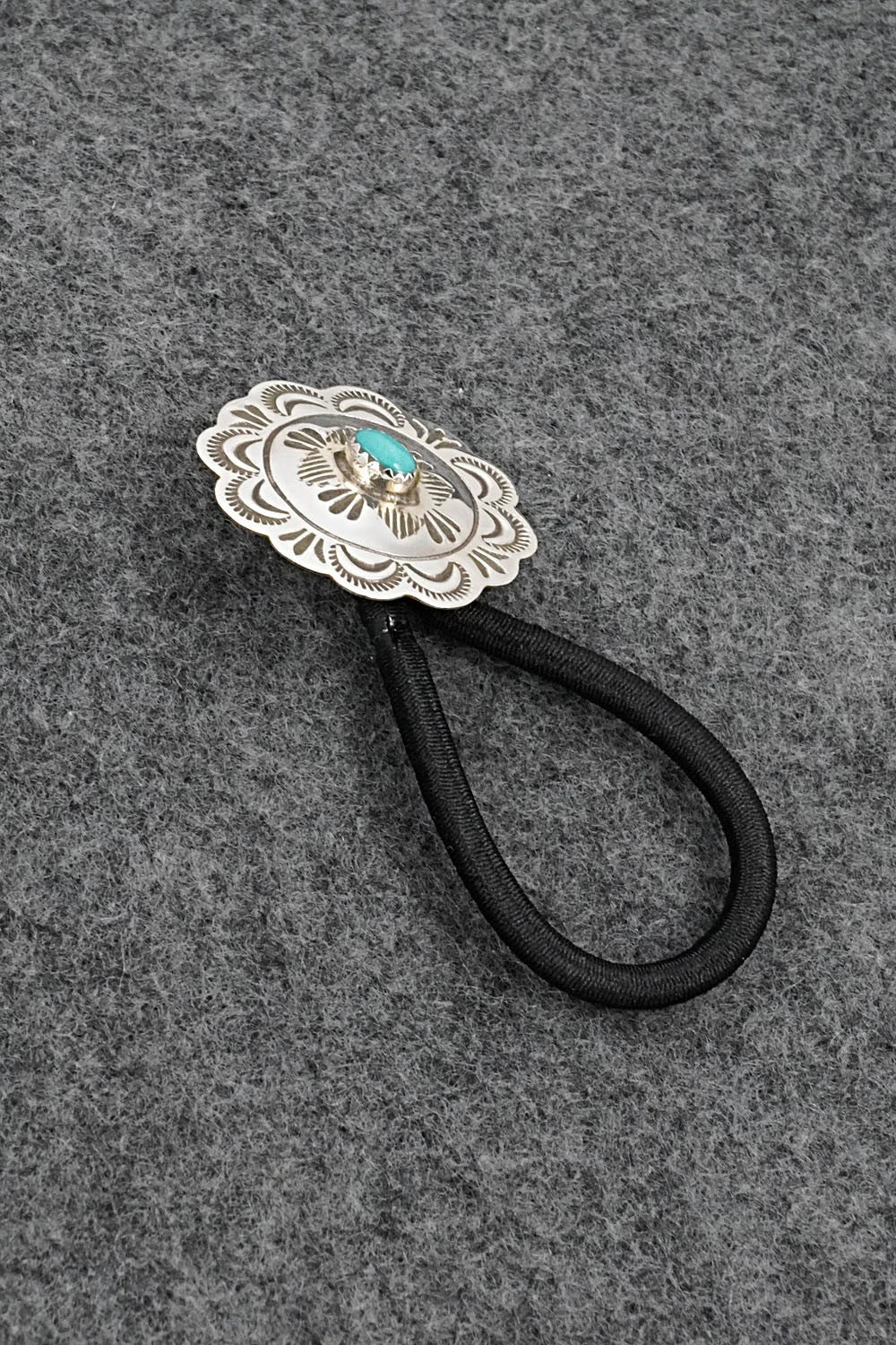 Turquoise & Sterling Silver Hair Tie - Bertha Begay