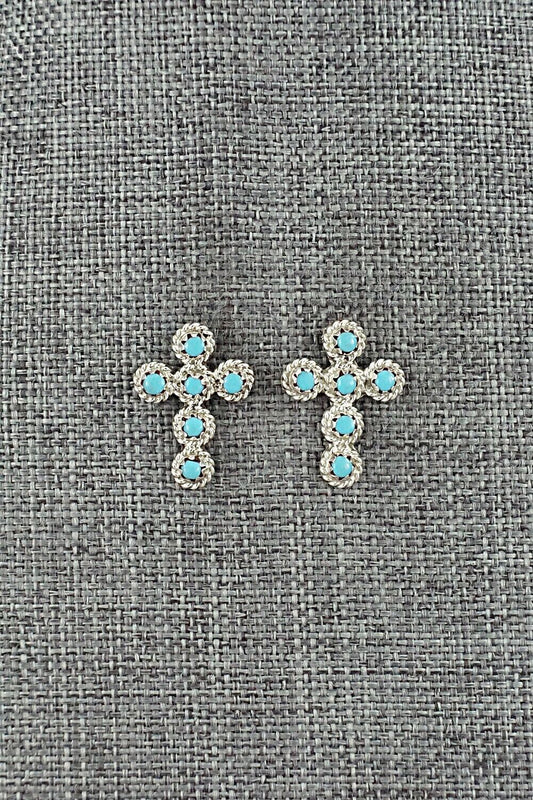 Turquoise & Sterling Silver Earrings - Micheal Gchachu