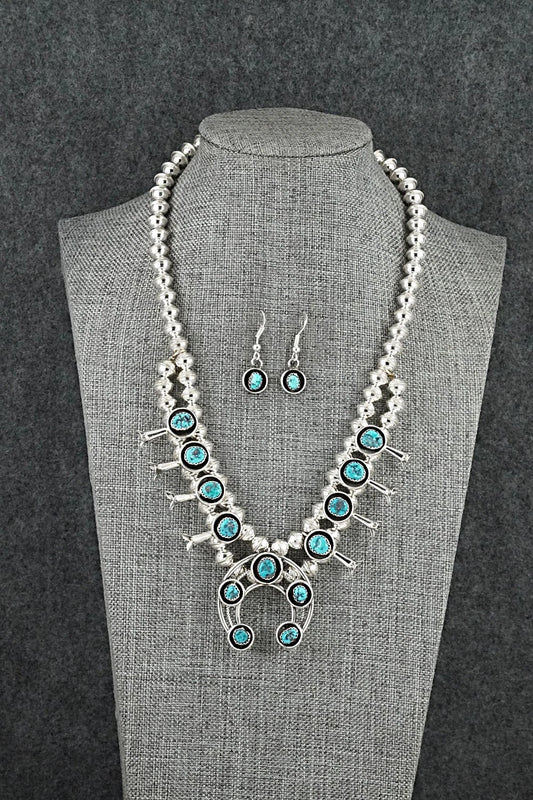 Turquoise & Sterling Silver Squash Blossom Set - Phil Garcia