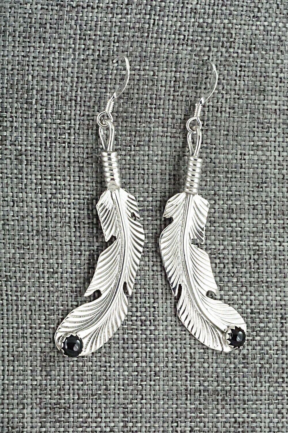 Onyx & Sterling Silver Earrings - Louise Yazzie