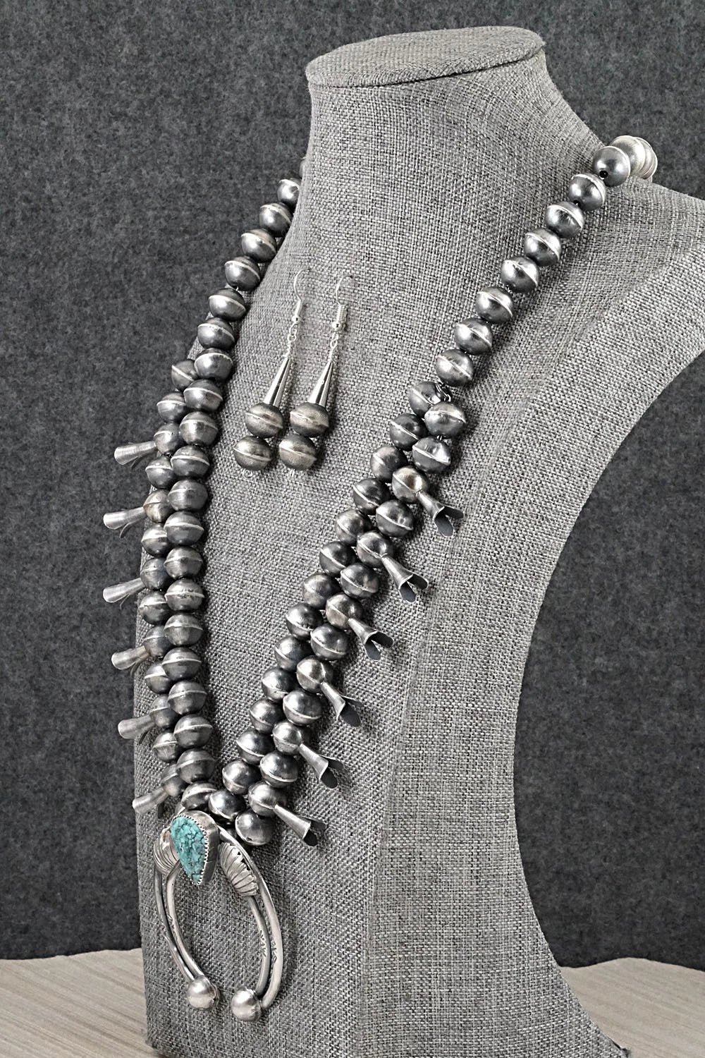 Turquoise & Sterling Silver Squash Blossom Set - Gilbert Martin