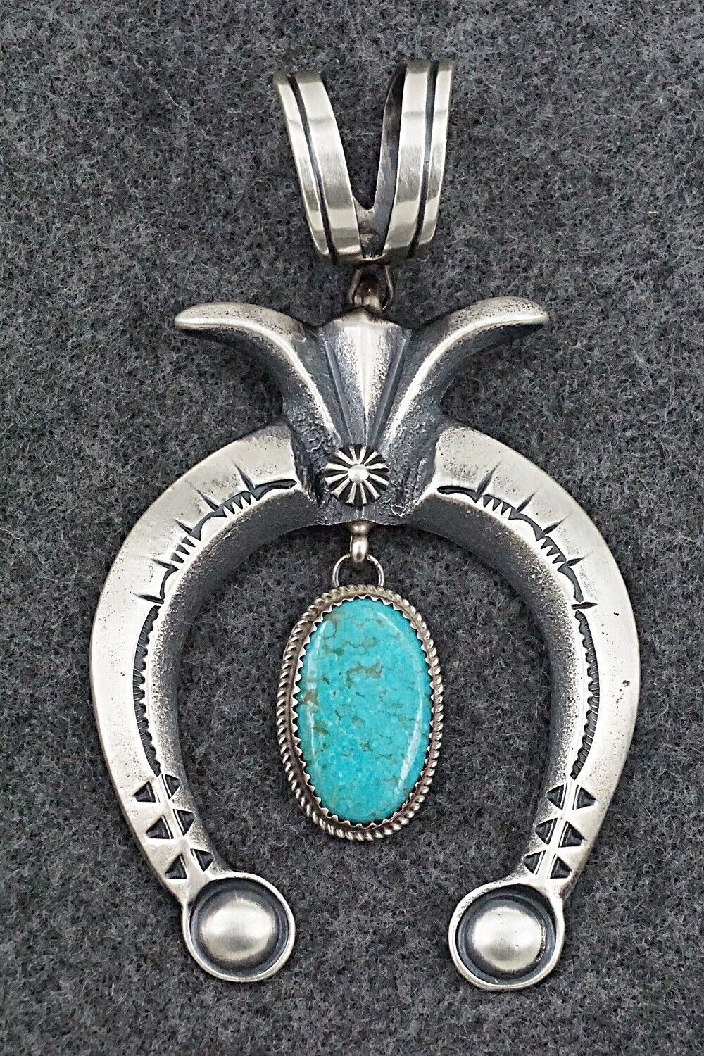 Turquoise & Sterling Silver Pendant - Martha Cayatineto