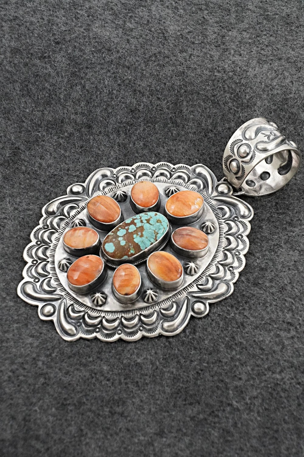 Turquoise, Spiny Oyster & Sterling Silver Pendant - Randy Boyd