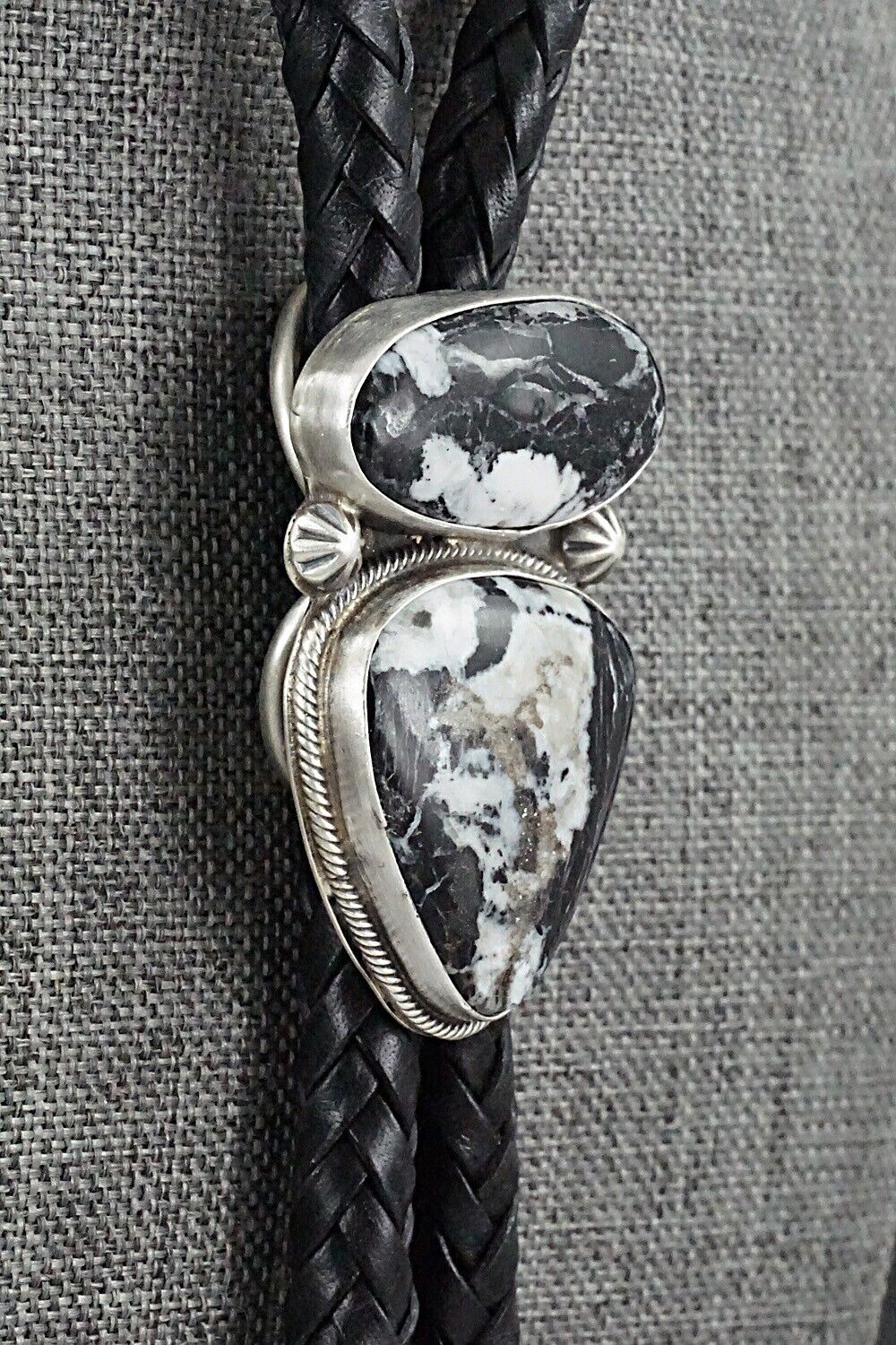 White Buffalo & Sterling Silver Bolo Tie - Bobby Johnson