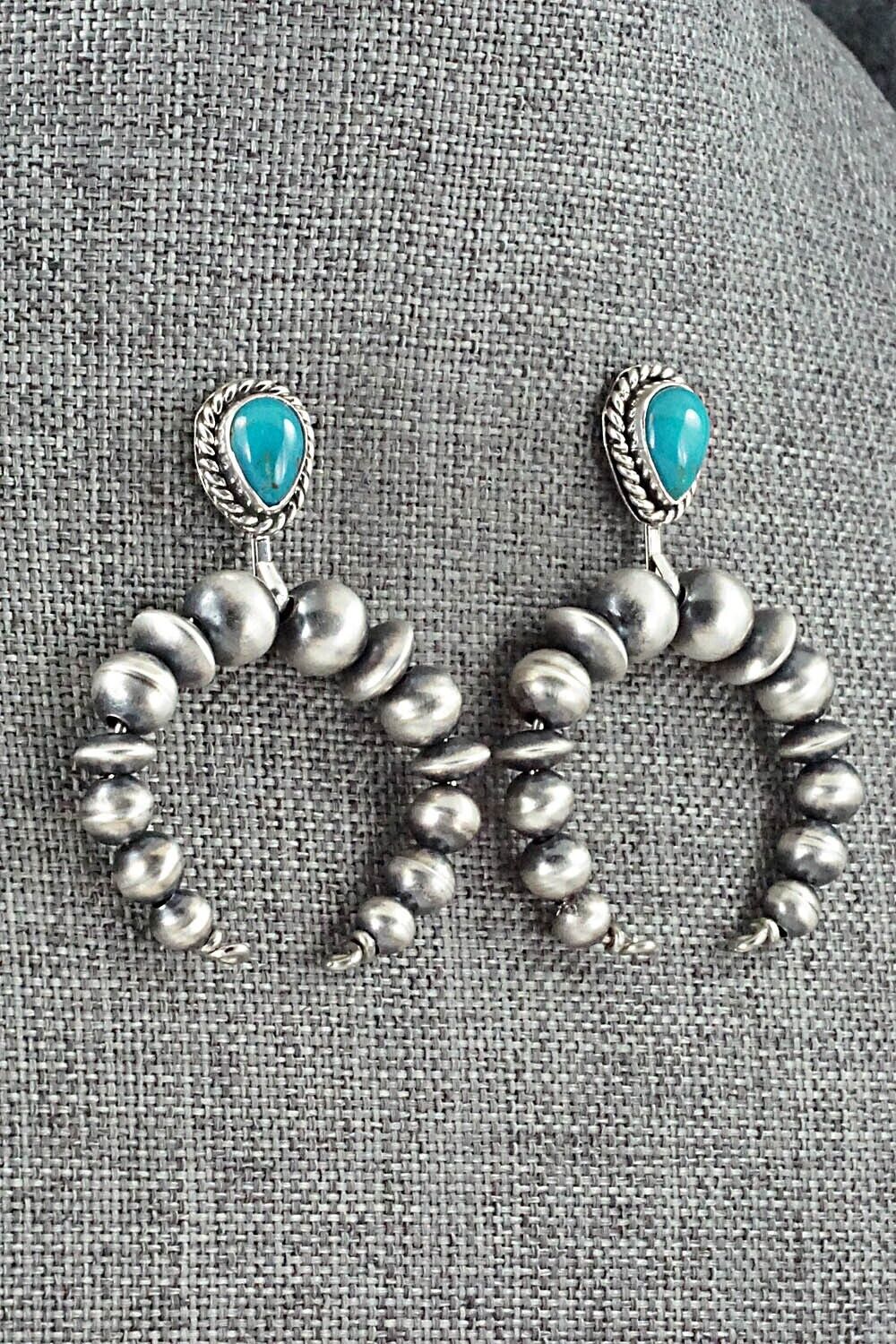 Turquoise & Sterling Silver Navajo Pearl Earrings - Amanda Larry