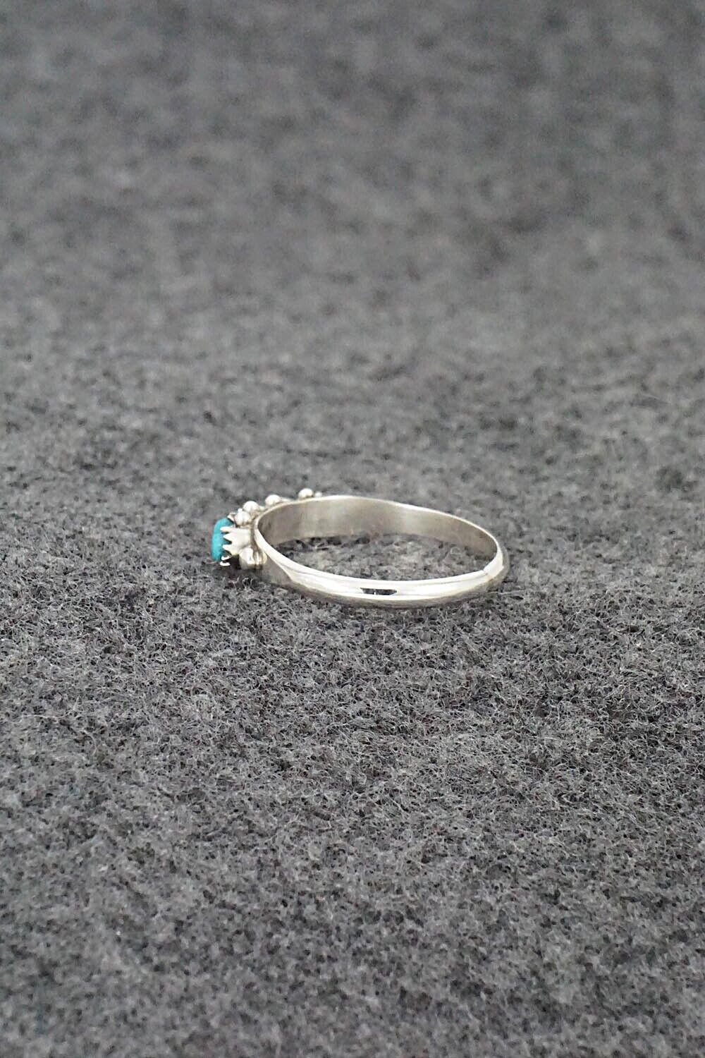 Turquoise & Sterling Silver Ring - April Haloo - Size 8